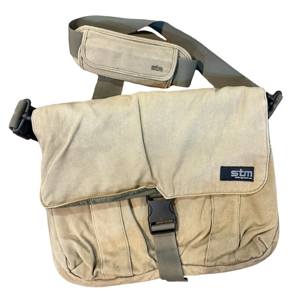 STM Khaki Canvas Messenger Bag Laptop Carrier